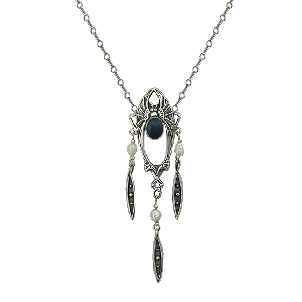 Sterling Silver Victorian Necklace With Bloodstone